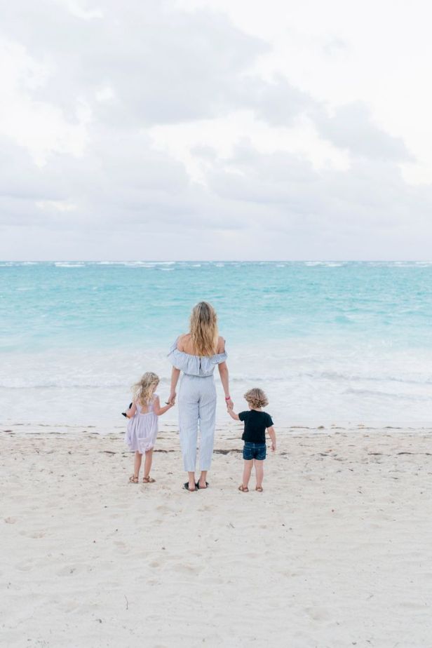 Mom-two-kids-beach-Punta-Cana